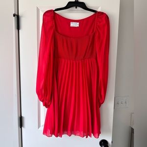 ASOS DESIGN square neck pleated mini skater dress in red
, size US 4